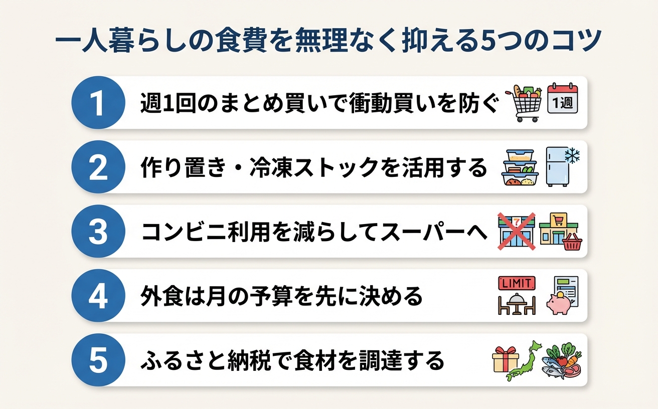 一人暮らしの食費を無理なく抑える5つのコツ