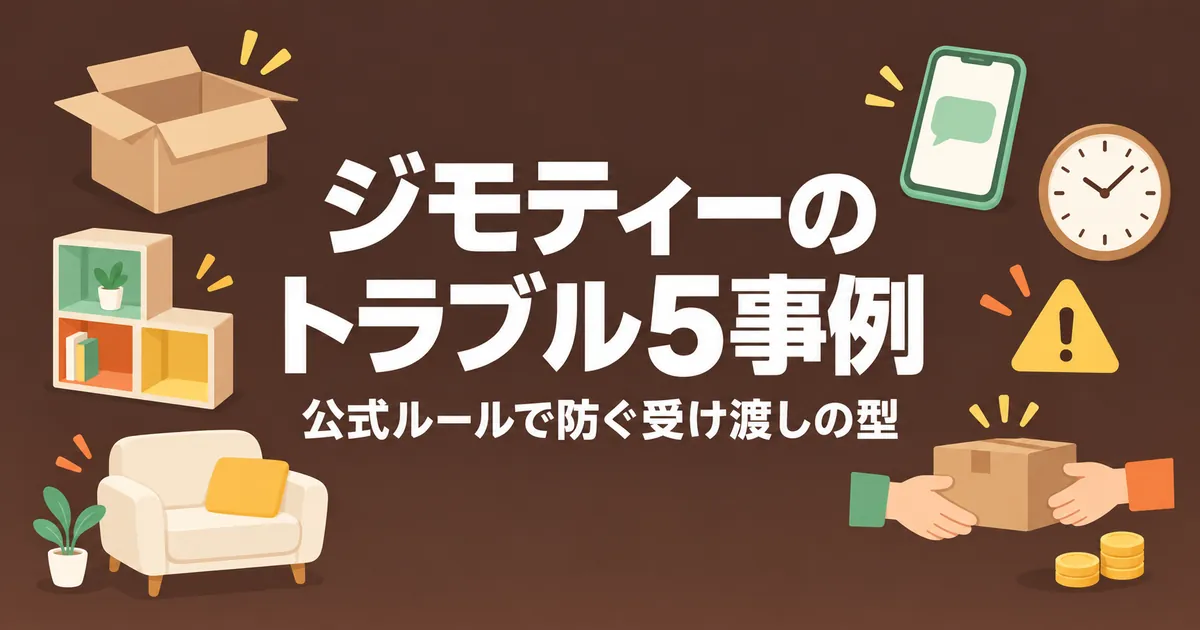 ジモティーのトラブル5事例と公式ルールで防ぐ受け渡しの型を示したアイキャッチ画像
