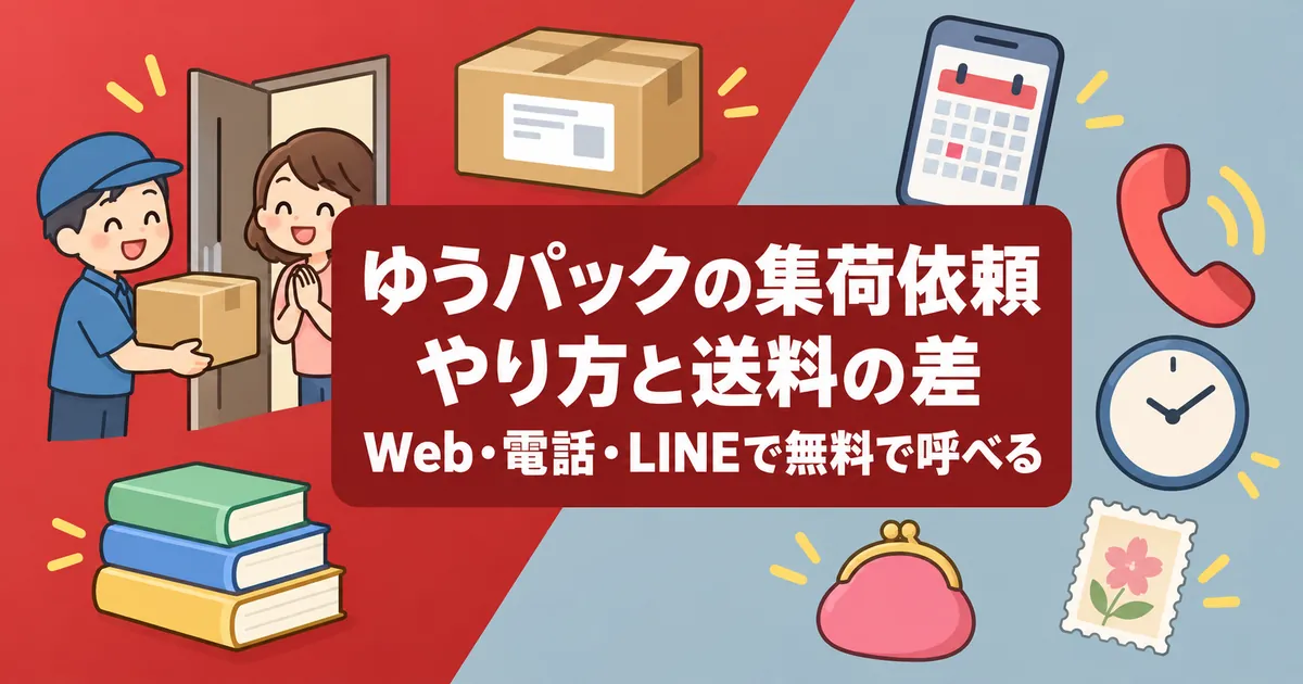 ゆうパックの集荷依頼のやり方と送料の差。Web・電話・LINEで無料で呼べる