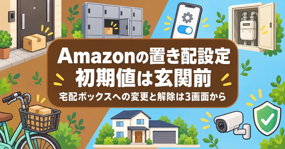 Amazonの置き配設定は初期値が玄関前。宅配ボックスへの変更と解除は3画面から