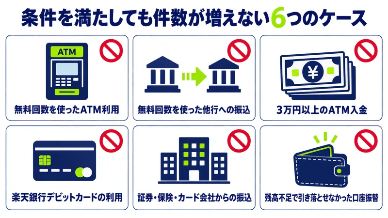 楽天銀行ハッピープログラムで取引件数にカウントされない6つの除外ケース