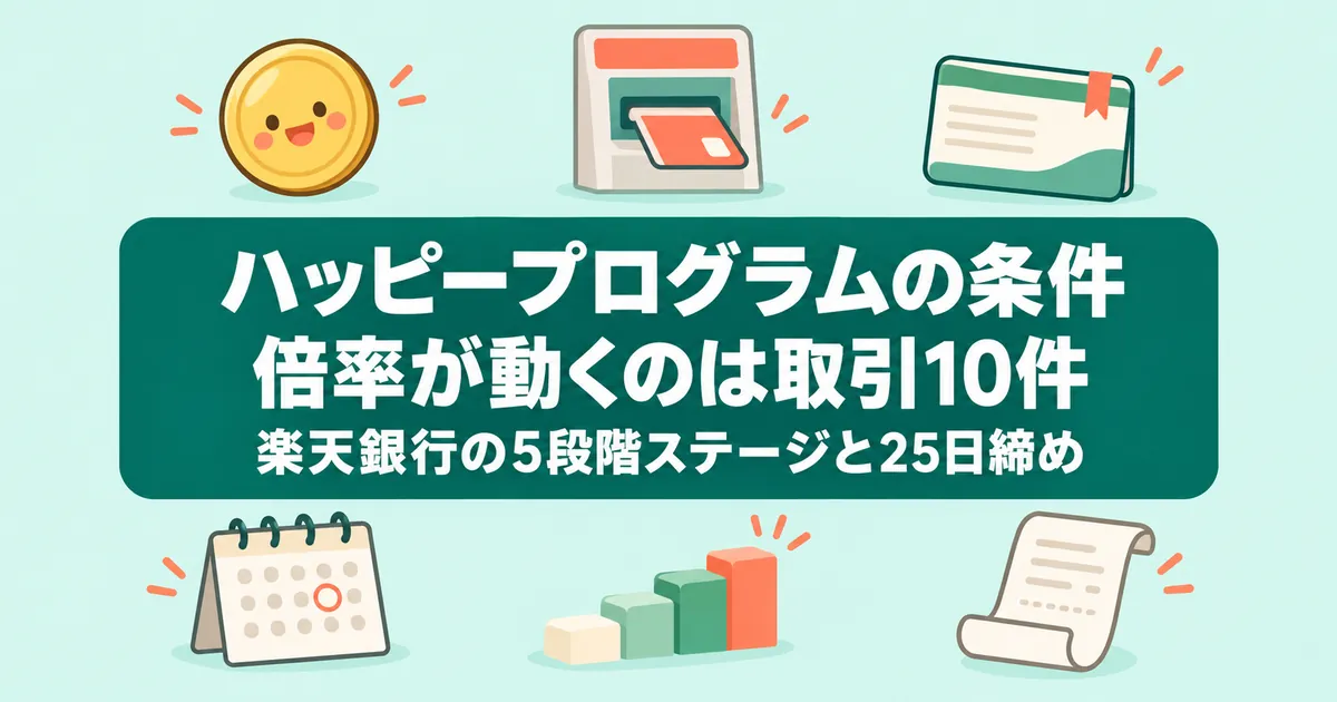 楽天銀行ハッピープログラムの条件｜倍率が動くのは取引10件から