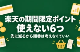 楽天の期間限定ポイントの使い方と、使えない6つの支払い先を示したアイキャッチ画像
