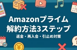 Amazonプライム解約方法3ステップ｜返金・再入会・引止め対策のアイキャッチ