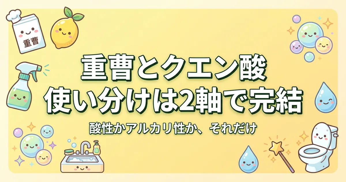 重曹とクエン酸の使い分け早見表のアイキャッチ画像