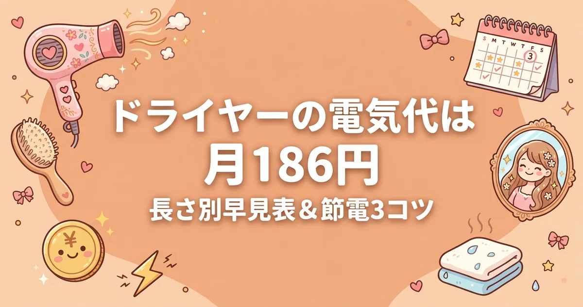 ドライヤーの電気代は月186円 長さ別早見表と節電3つのコツ