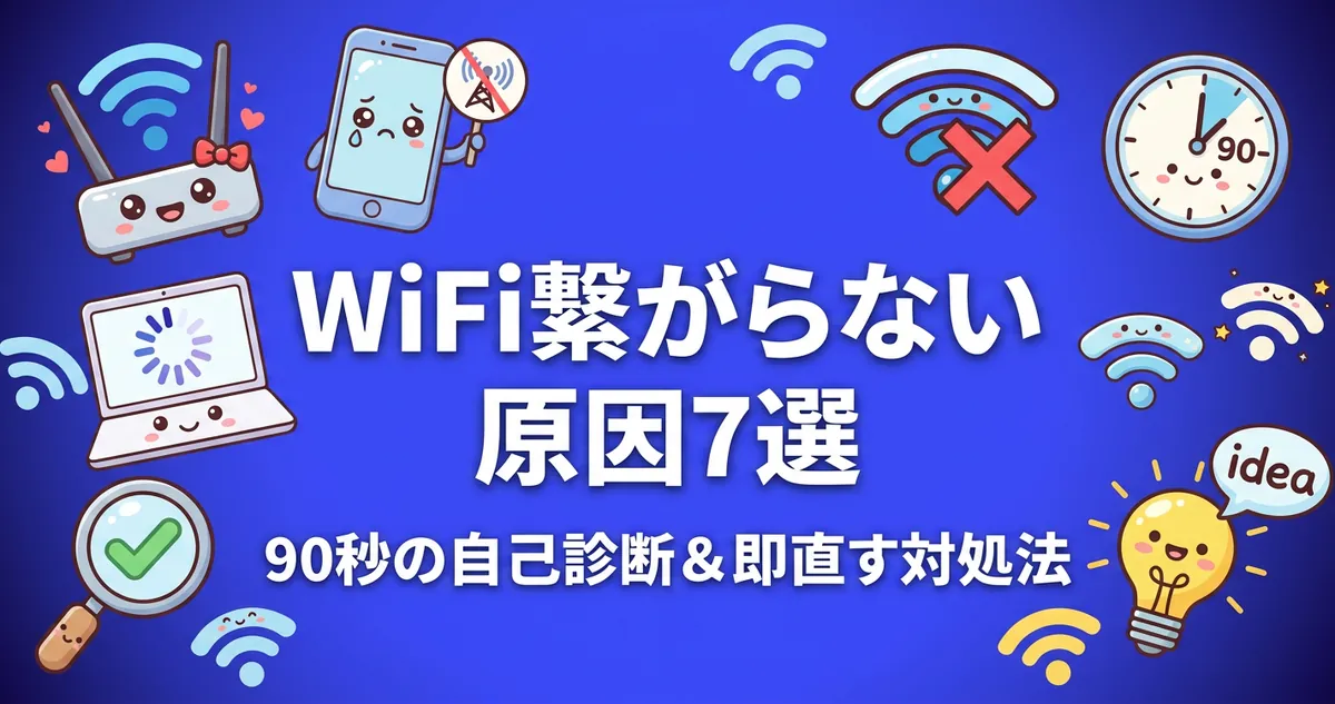 WiFi繋がらない原因7選 90秒の自己診断と即直す対処手順