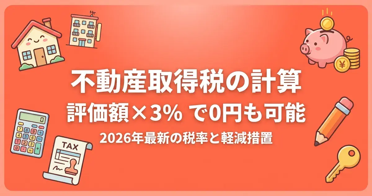 不動産取得税の計算は評価額×3%｜2026年の軽減措置で0円も可能