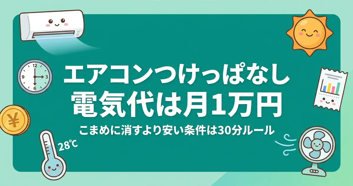 エアコンつけっぱなしの電気代は月1万円 30分ルール解説