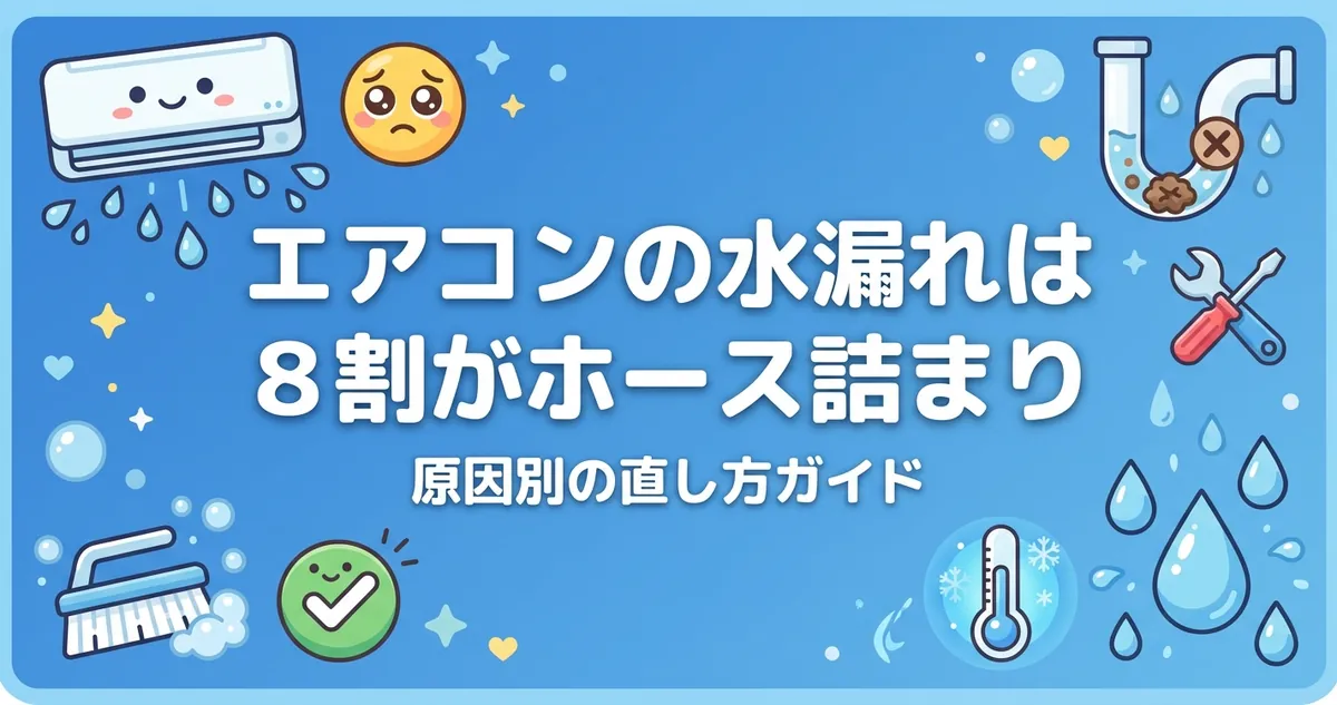 エアコンの水漏れは8割がホース詰まり アイキャッチ