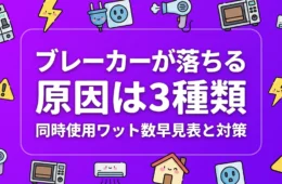 ブレーカーが落ちる原因3種類と同時使用ワット数早見表のアイキャッチ
