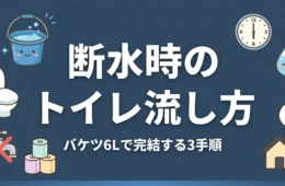 断水時のトイレ流し方アイキャッチ｜バケツ6Lで完結する3手順
