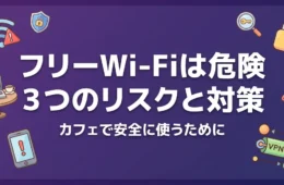 フリーWi-Fiは危険｜3つのリスクとカフェで安全に使う対策のアイキャッチ画像