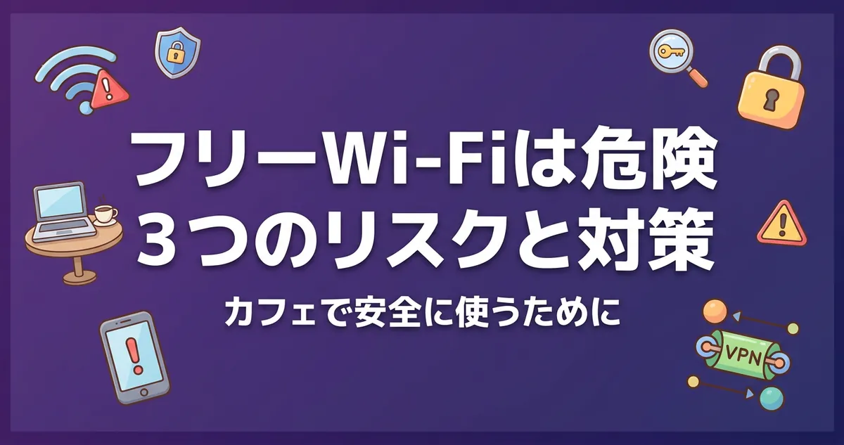 フリーWi-Fiは危険｜3つのリスクとカフェで安全に使う対策のアイキャッチ画像