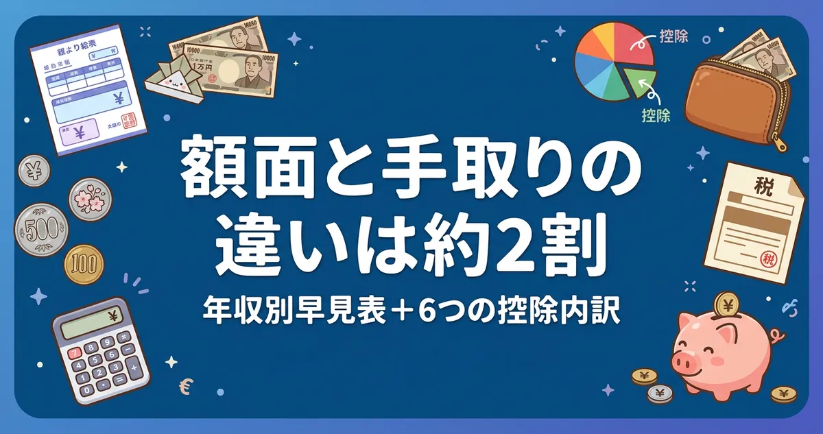 額面と手取りの違いは約2割と書かれたアイキャッチ画像