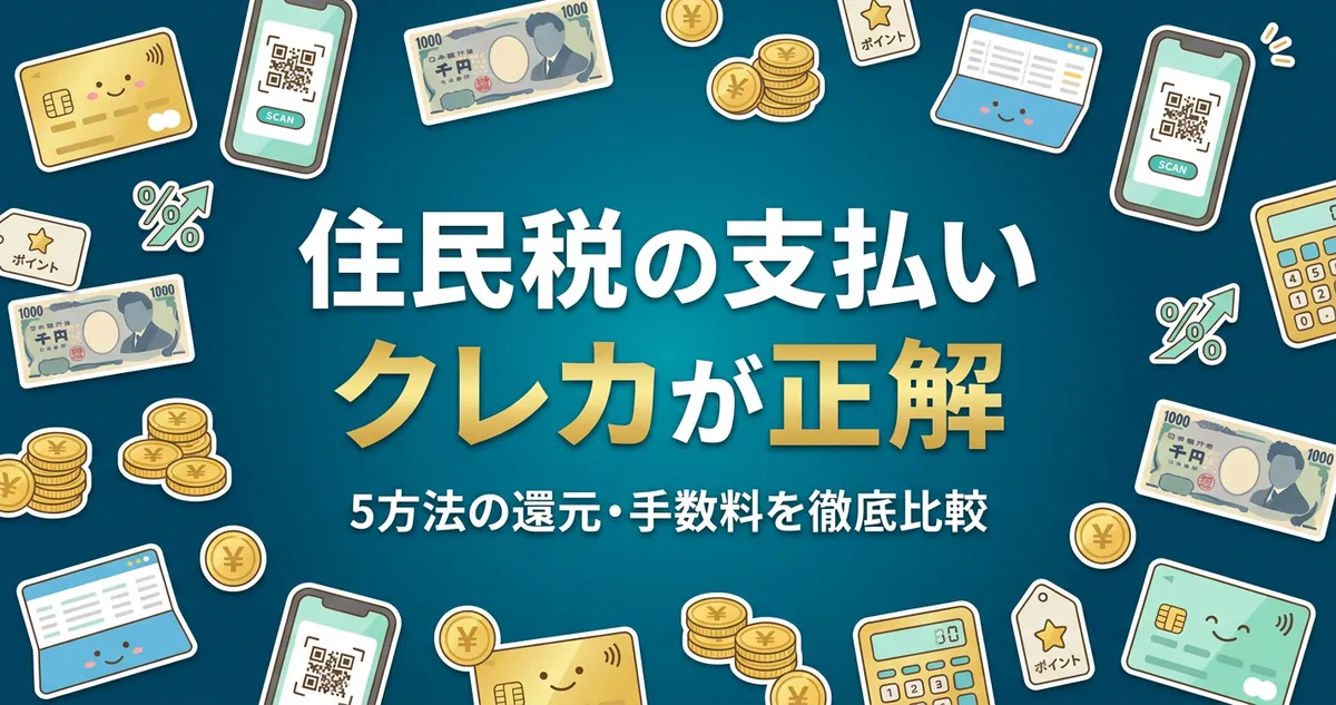 住民税の支払い方法は5種類｜クレカ・スマホ決済・口座振替の比較アイキャッチ