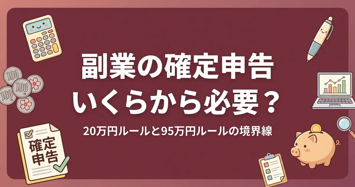 副業の確定申告は20万円超｜会社員と無職で違う3つの境界線のアイキャッチ画像