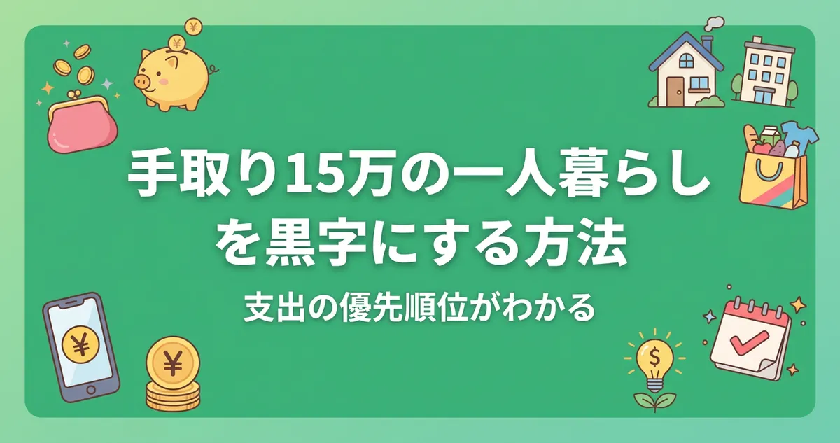 手取り15万の一人暮らしを黒字にする方法のアイキャッチ画像