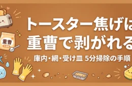 トースター焦げは重曹で剥がれる｜庫内・網・受け皿5分掃除の手順