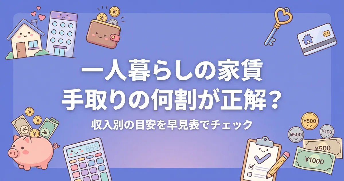 一人暮らしの家賃目安 手取り別の早見表