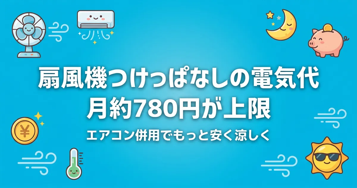 扇風機つけっぱなしの電気代は月約780円が上限 エアコン併用でもっと安く涼しく
