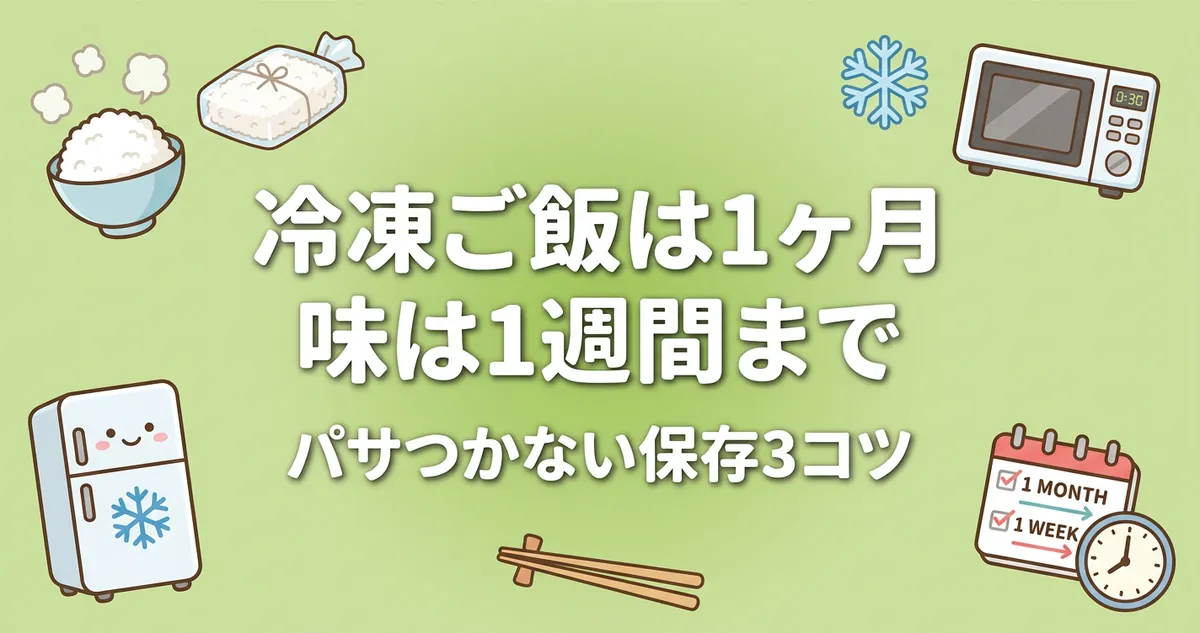 冷凍ご飯は1ヶ月持つが味は1週間まで｜パサつかない保存3コツ