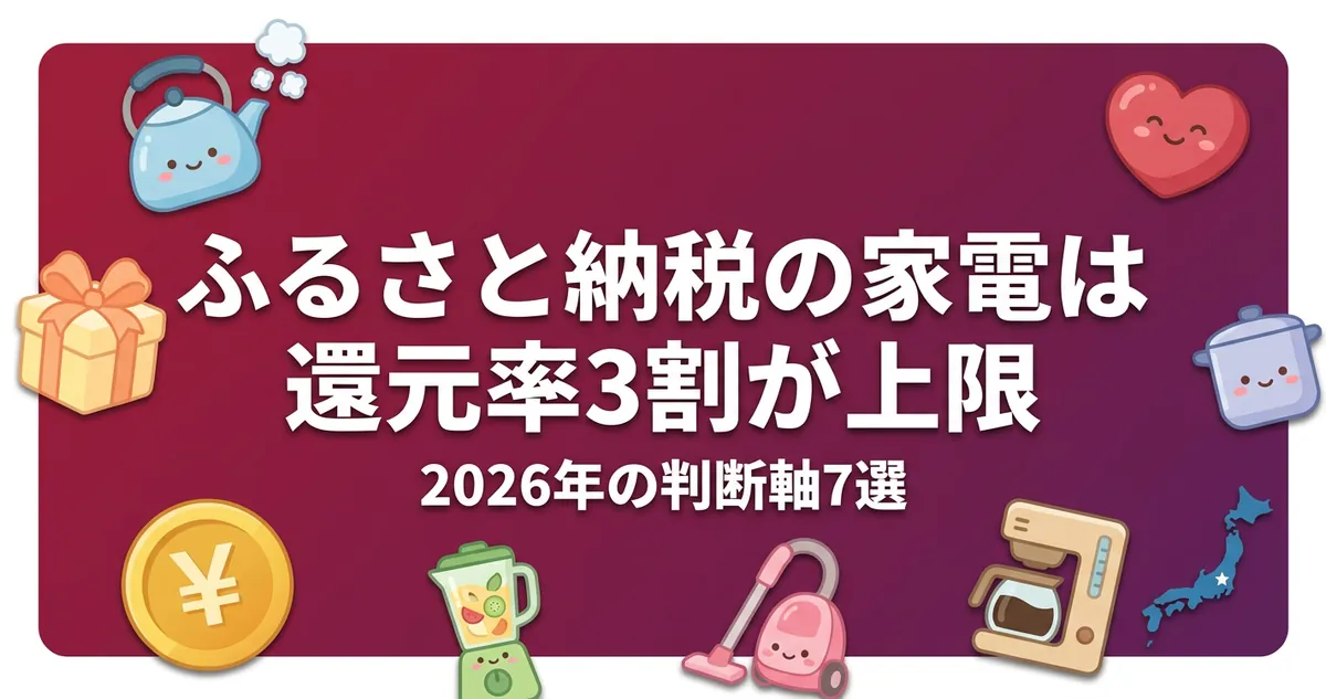 ふるさと納税の家電は還元率3割が上限｜2026年の判断軸7選