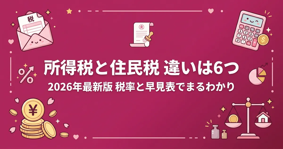所得税と住民税の違いを6項目で比較するアイキャッチ画像