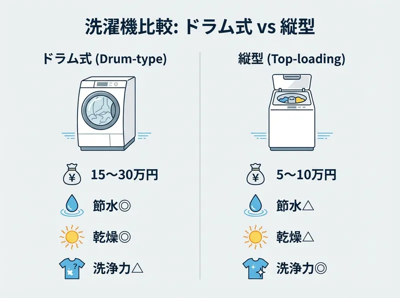 ドラム式と縦型の6年間コスト比較