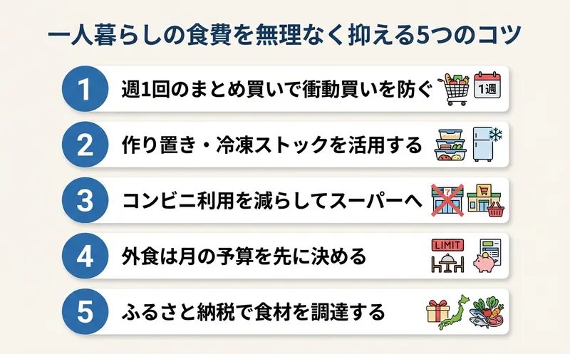 一人暮らしの食費を無理なく抑える5つのコツ