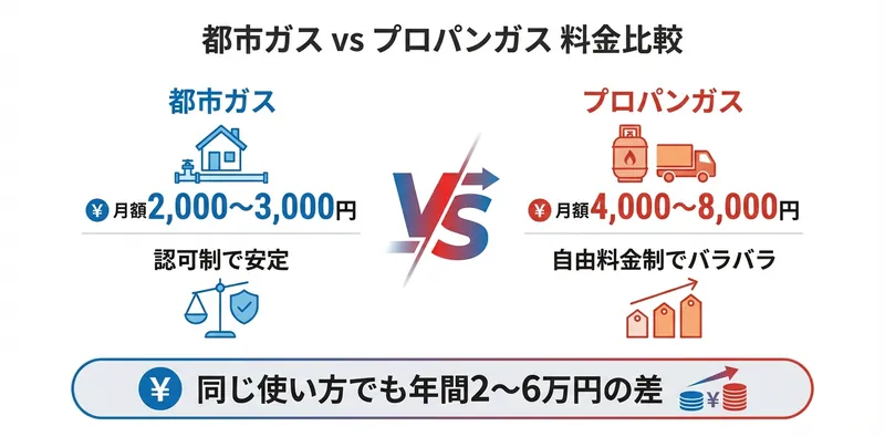 都市ガスvsプロパンガス料金比較