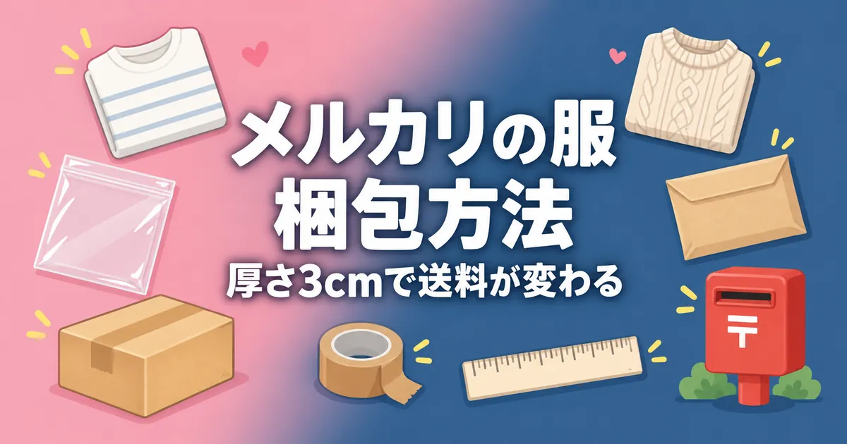 メルカリの服の梱包方法 厚さ3cmで送料が変わる