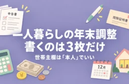 一人暮らしの年末調整は書類3枚。書き方と世帯主欄の記入例