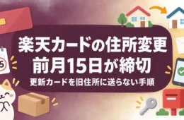 楽天カードの住所変更は前月15日が締切、更新カードを旧住所に送らない手順
