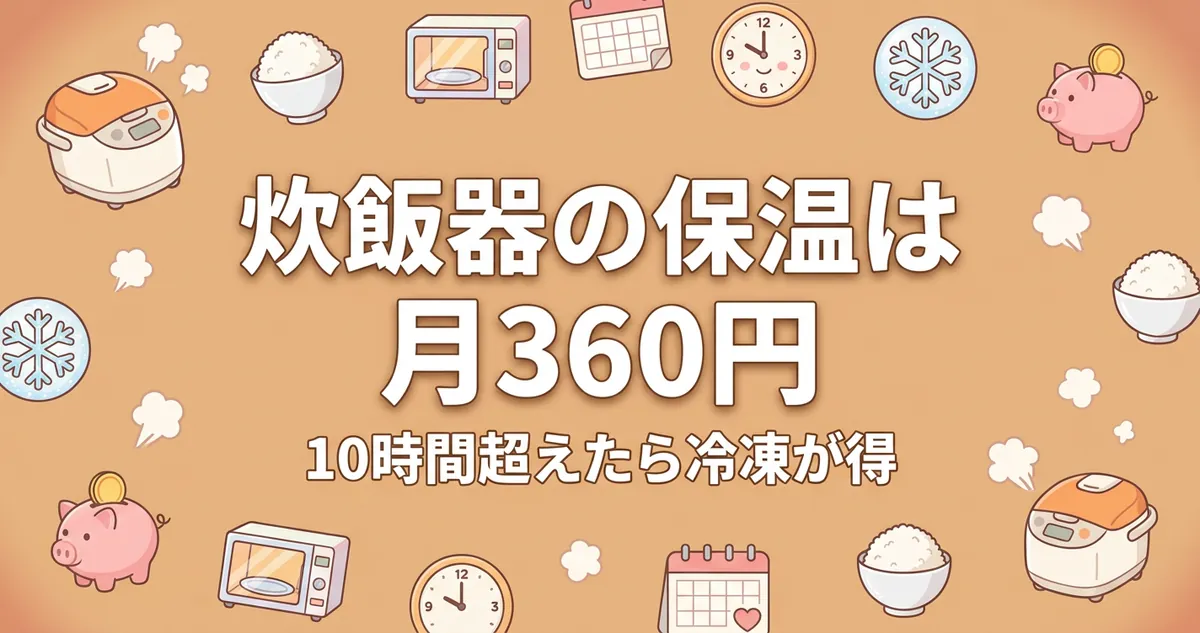 炊飯器保温の電気代は月360円 10時間超えたら冷凍が得（アイキャッチ）